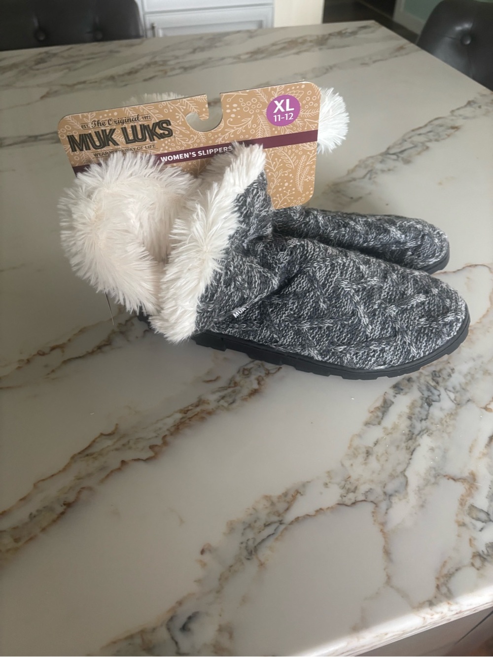 Muk Luks Women’s ' Gray Fuzzy-Lined Slipper Boots - XL